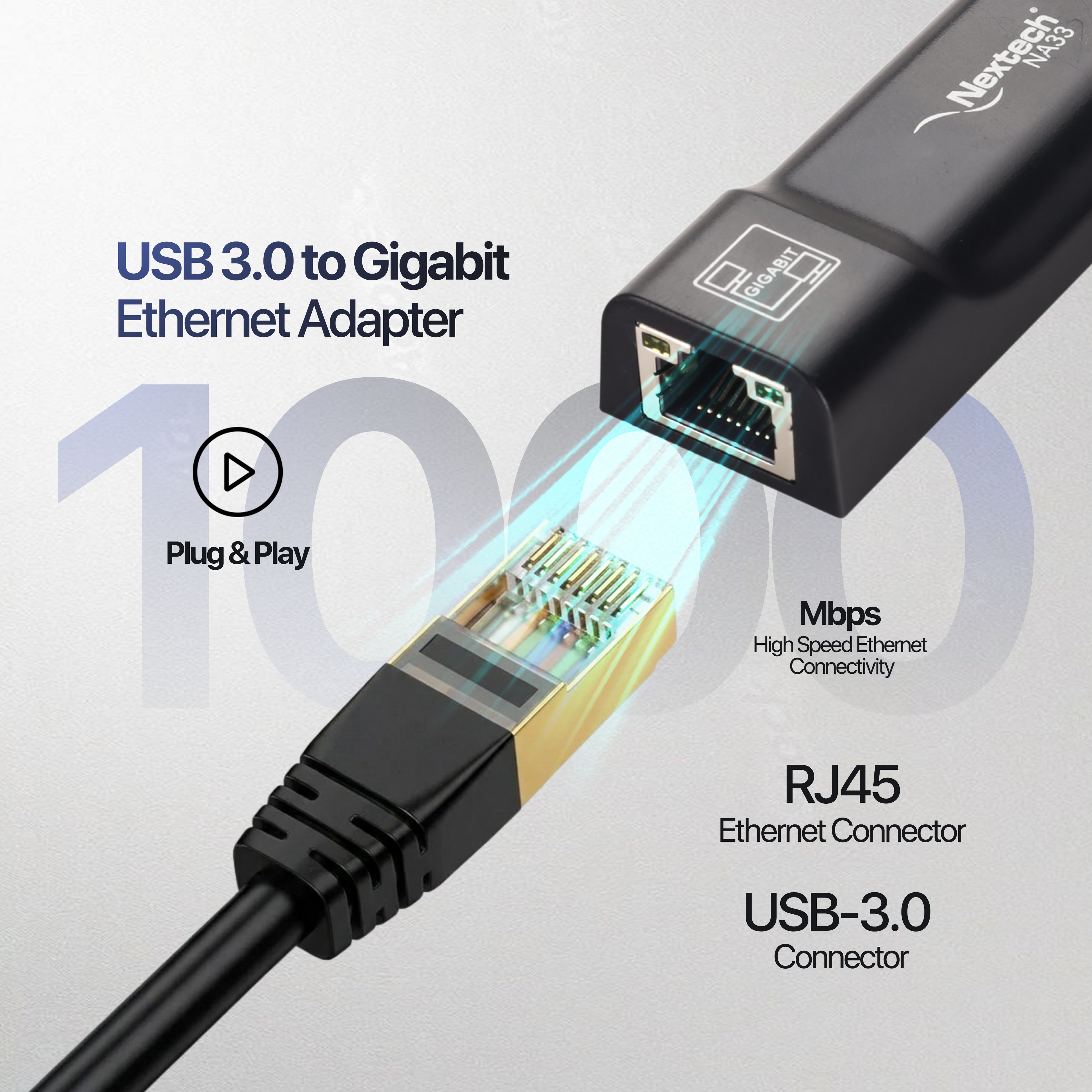 Nextech USB 3.0 to 1G High Speed Ethernet Adapter for Desktop, Laptop, Ultrabook & MacBook Series