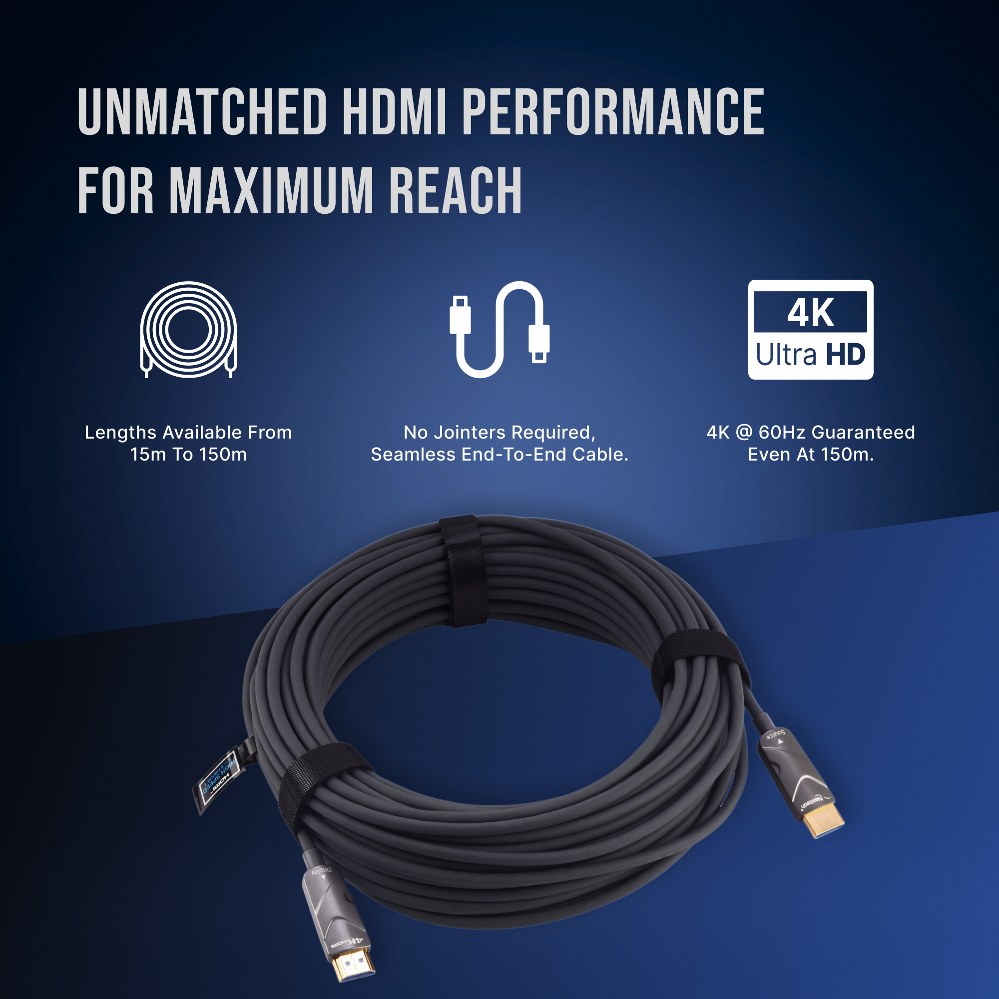 Nextech HDMI 2.0 Active Optical Cable 4K, 4:4:4 60FPS, supports HDR - HDCP - 18Gbps, Compatible with TV, Gaming Console and more