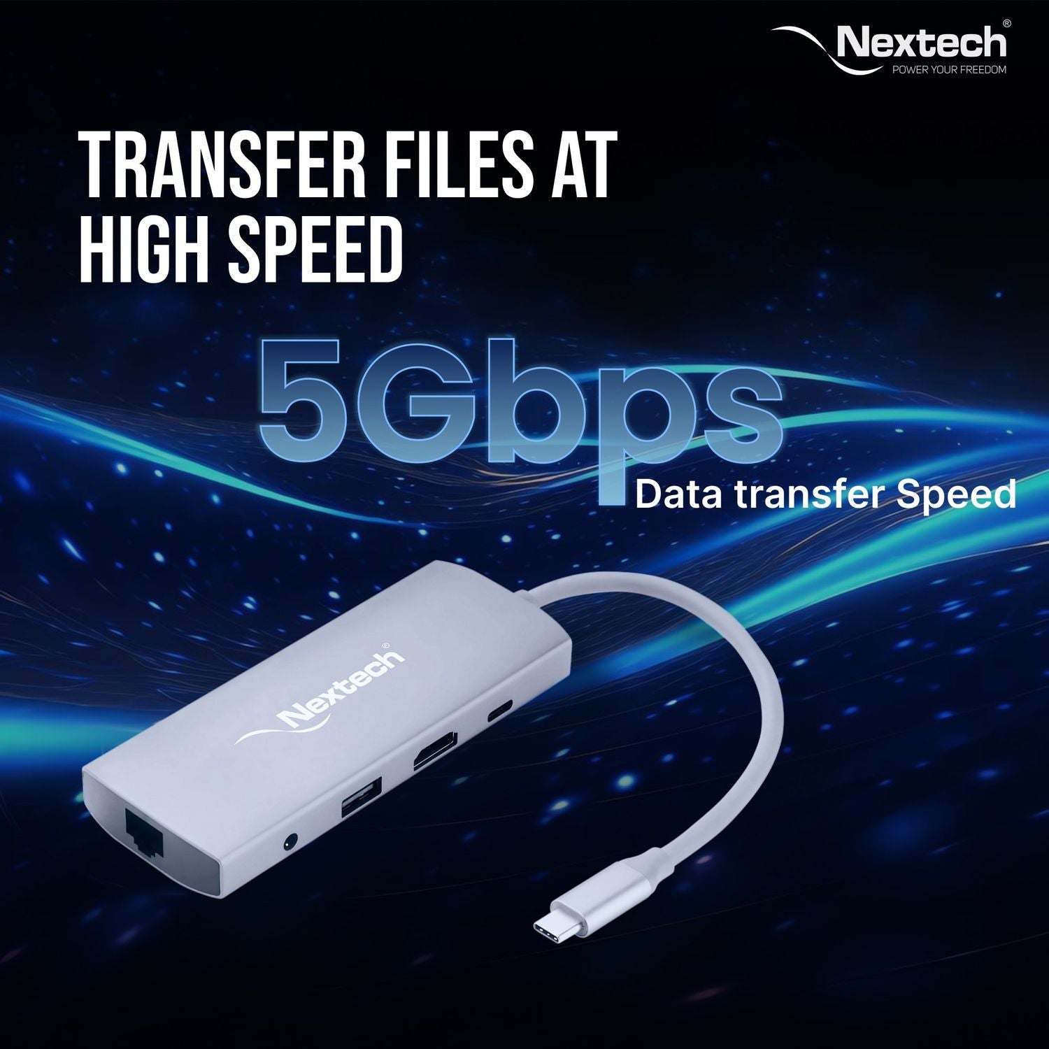 Nextech 9-in-1 USB-C Portable Docking Station | Type-C Adapter with 4K HDMI, Gigabit LAN, PD 100W Charging, USB 3.0 Ports, SD/TF Card Reader, Audio Jack | Compatible with MacBook, Windows | Grey