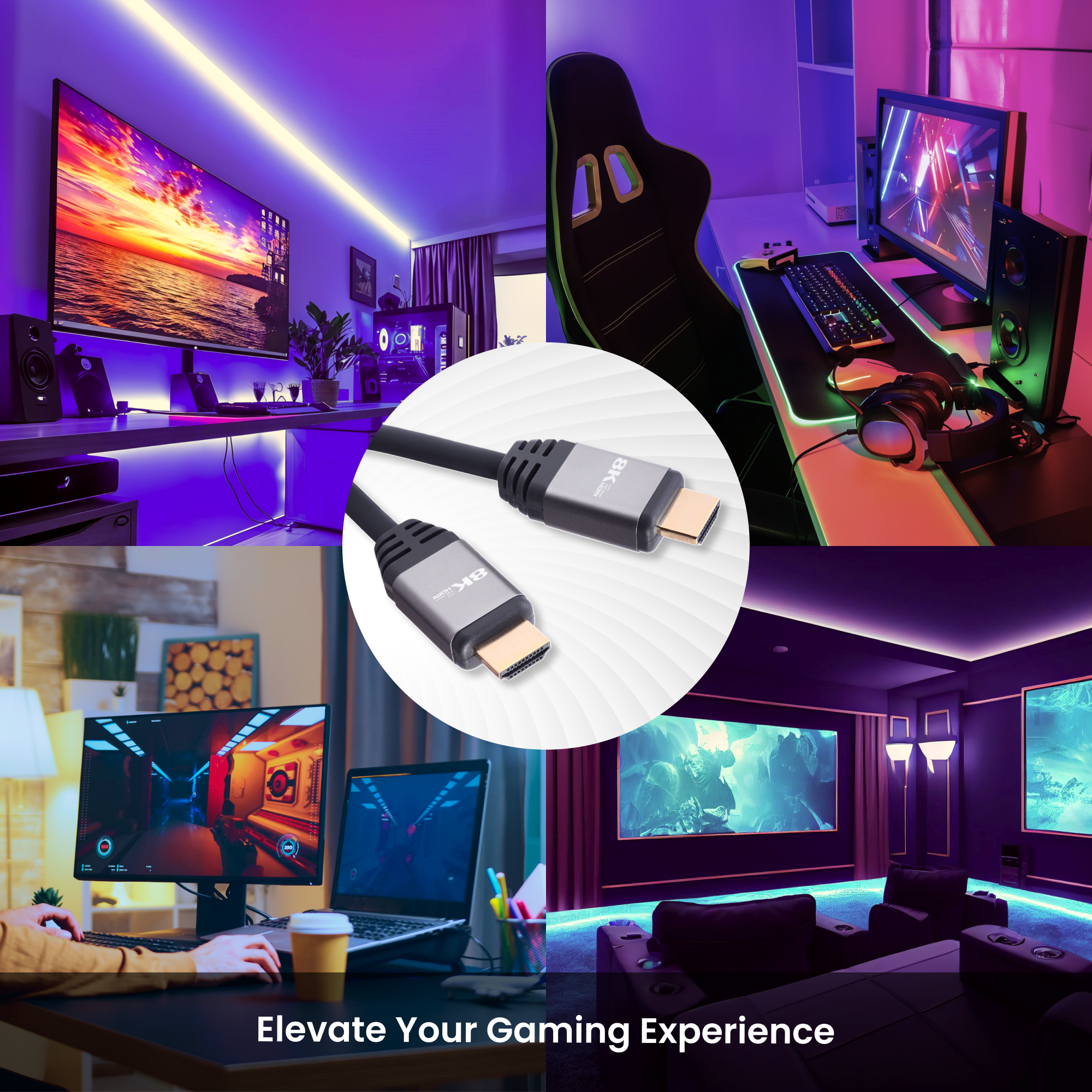 Nextech 8K HDMI 2.1 Ultra HD Certified Cable with 8K@60Hz, 4K@120Hz, High Speed 48Gbps, eARC, 3D connectivity, Compatible with All HDMI Devices, TV Set-top Box, Gaming Console and more