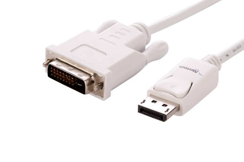Nextech DisplayPort to DVI Cable 1.8M White | Full HD 1080P 60Hz DP to DVI Male to Male Cable | High-Speed DisplayPort 1.1 Compatible for Laptop, PC, Monitor & Projector