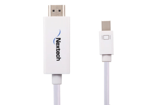 Nextech Mini Display Port (Male) to HDMI (Male) (1.4V) Cable | Compatible for MacBook Pro, MacBook Air, iMac, Surface Pro, PC, HDTV, Monitor, Projector and more | 1.8Meter White Cable