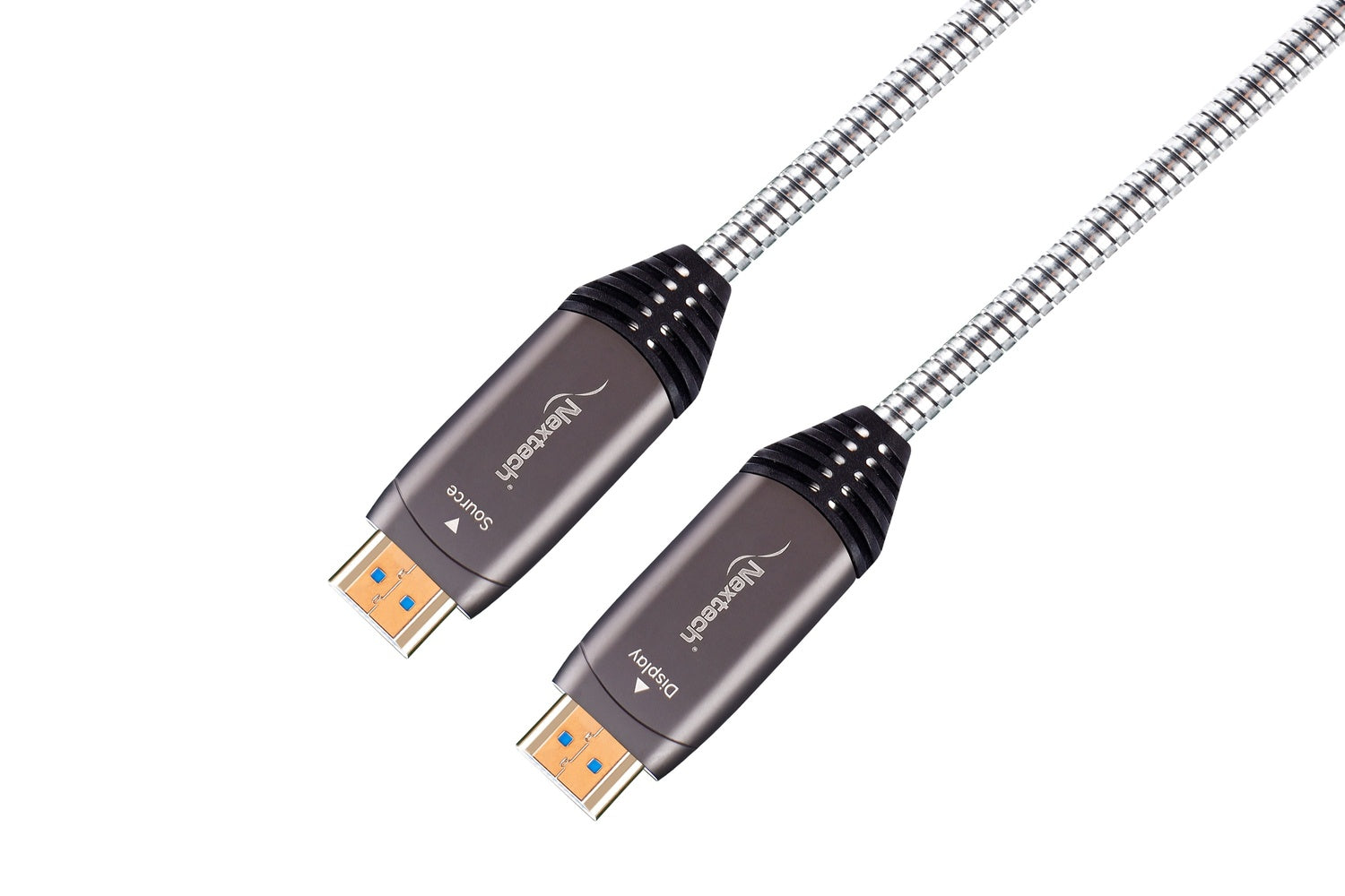 Nextech HDMI Armoured AOC Cable | 4K@60Hz | Unbreakable Stainless Steel | 18Gbps Bandwidth