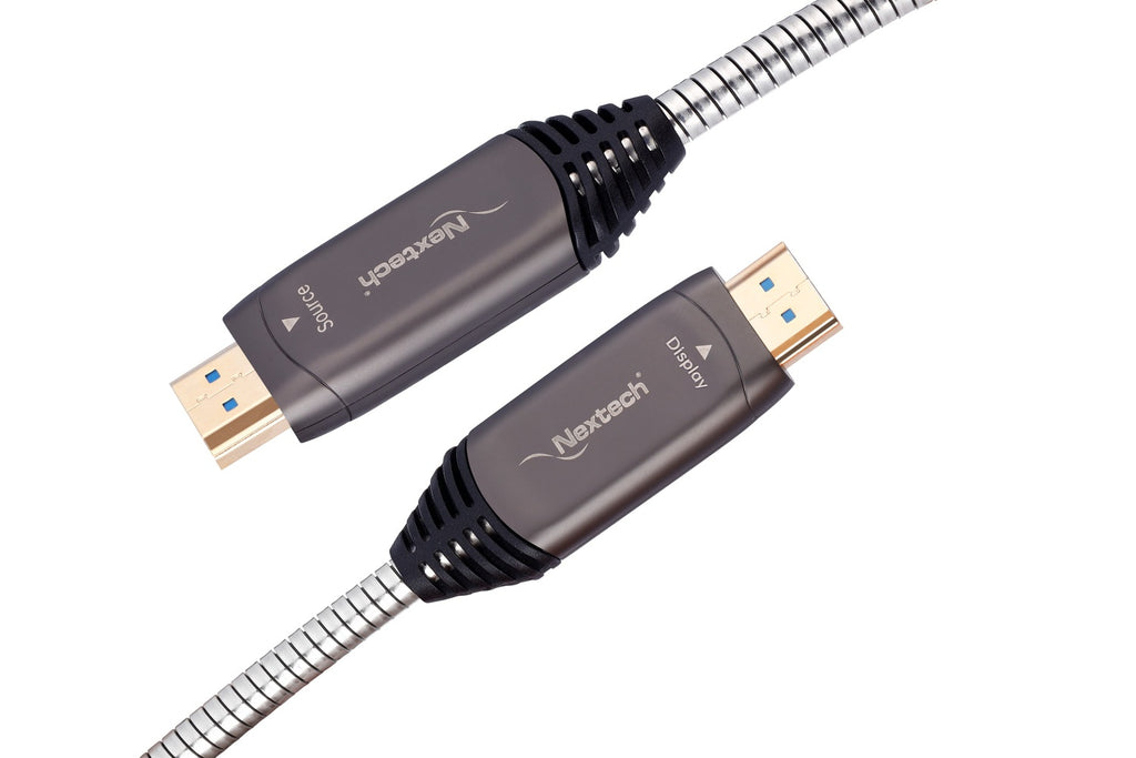 Nextech HDMI Armoured AOC Cable | 4K@60Hz | Unbreakable Stainless Steel | 18Gbps Bandwidth