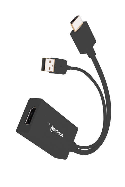 Nextech HDMI (M) to Display Port (F) + Power Adapter Cable Compatible with Computer, Desktop, Laptop, PC, Monitor, Projector