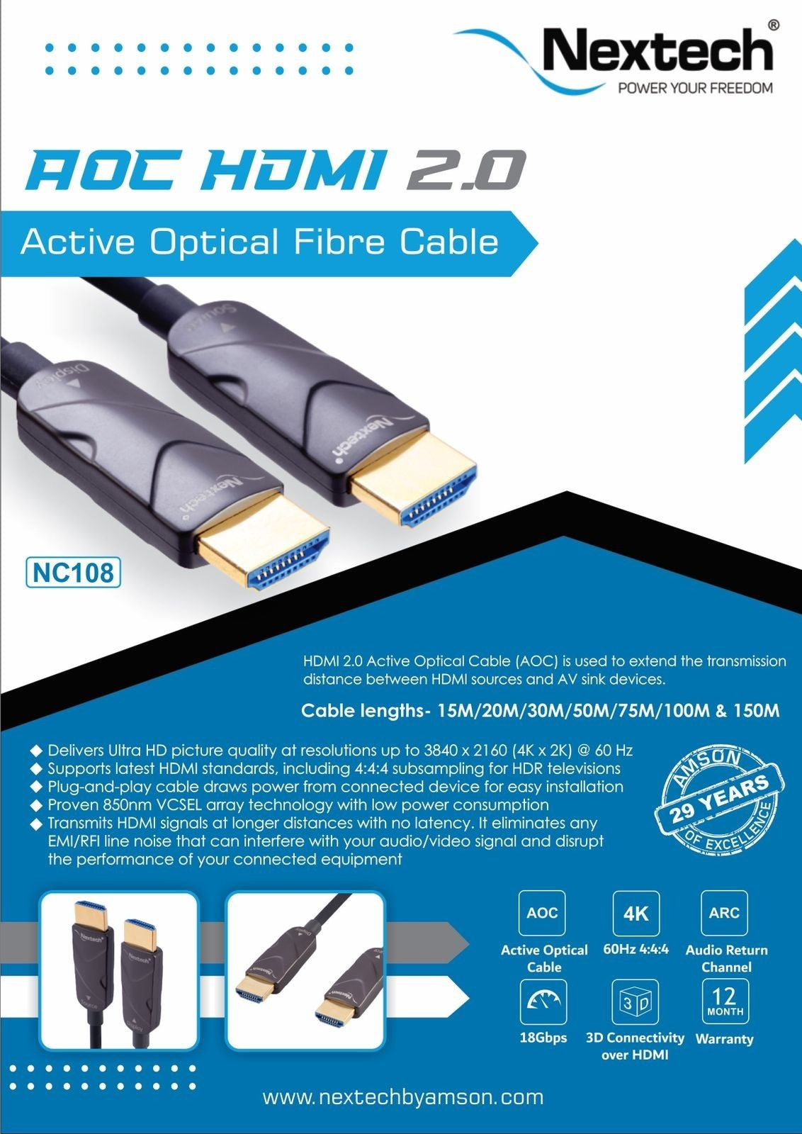 Nextech 8K HDMI 2.1 Ultra HD Certified Cable with 8K@60Hz, 4K@120Hz, High Speed 48Gbps, eARC, 3D connectivity, Compatible with All HDMI Devices, TV Set-top Box, Gaming Console and more