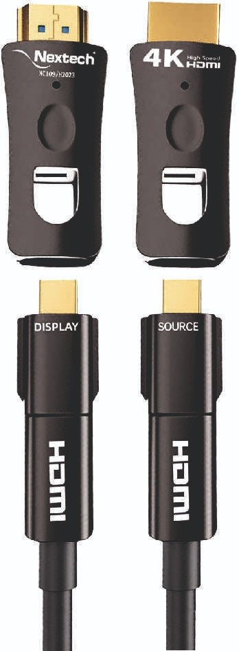 Nextech HDMI 2.0 Active Optical Cable with Detachable Connector | 18Gbps High Speed | 4K@60Hz Ultra HD | HDR, ARC, 4:4:4 Support | Gold Plated | Black