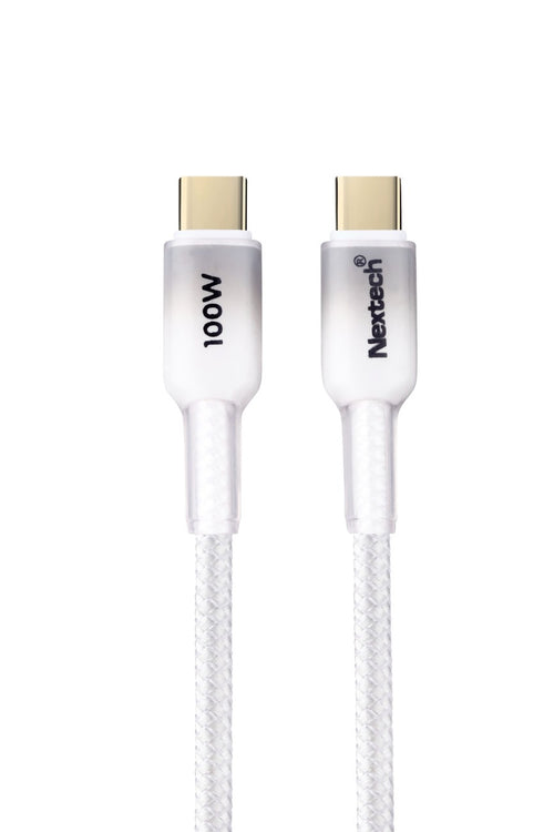 Nextech USB-C to USB-C Braided 100W PD Fast Charging & Sync Cable For iPhone, Android Smartphone, Laptops, Macbook, Tablet,  & all Type-c enabled devices