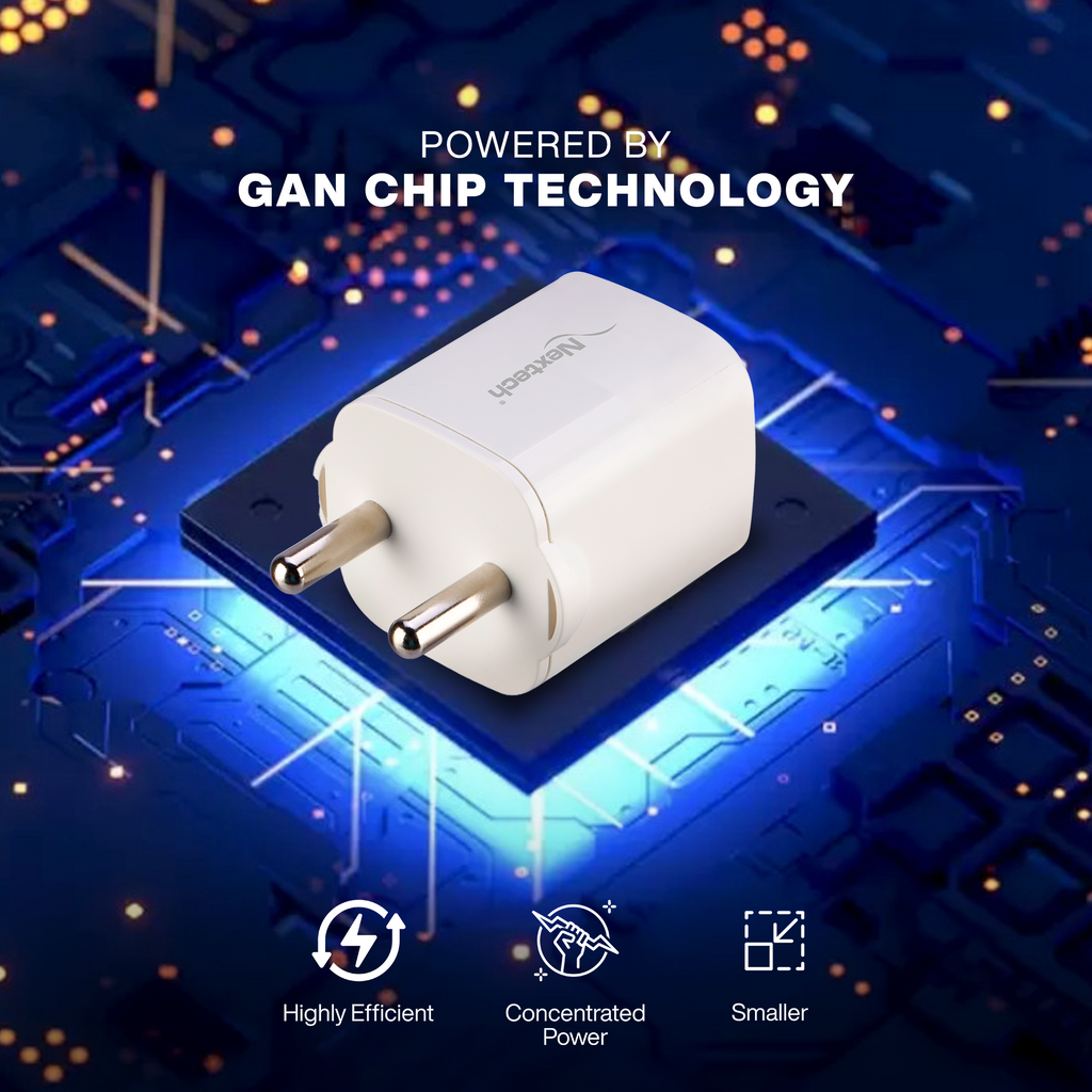 Nextech 35W Dual Port GaN Fast Charger | PDQC 3.0 | Type-C + USB | BIS Certified | Made in India