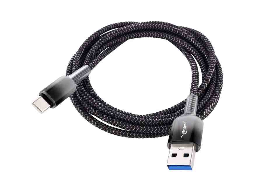 Nextech USB-A to USB-C 3A Fast Charging Cable | 2.44M Braided Cable | 480Mbps Data Sync, Grey