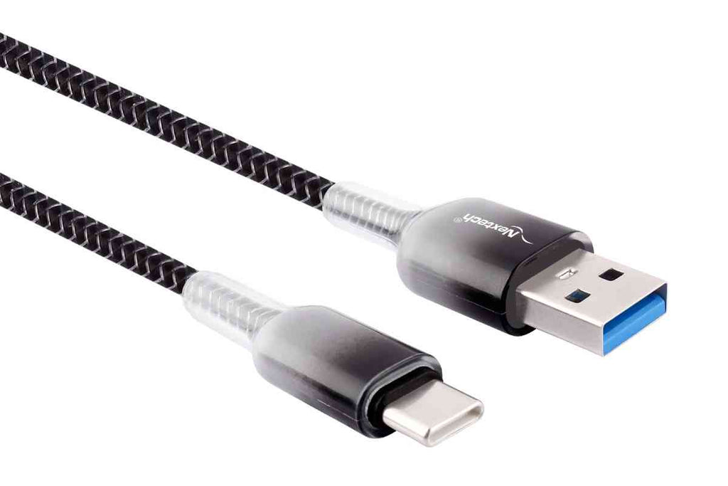 Nextech USB-A to USB-C 3A Fast Charging Cable | 2.44M Braided Cable | 480Mbps Data Sync, Grey