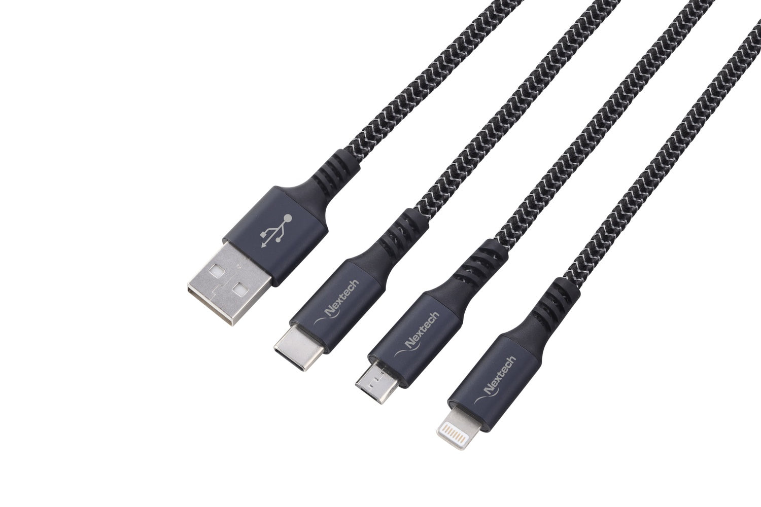Nextech 3-in-1 Cable – Charge iPhone, Android & Type-C Devices Fast (1M)