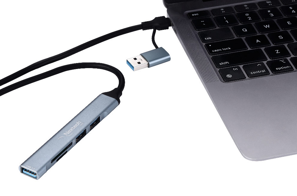 Nextech 5-in-2 USB-C Hub – SD/MicroSD Card Reader + 3 USB Ports for Laptop, PC & Mobile Devices